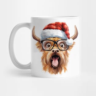 Funny Christmas Highland Cow Face Mug